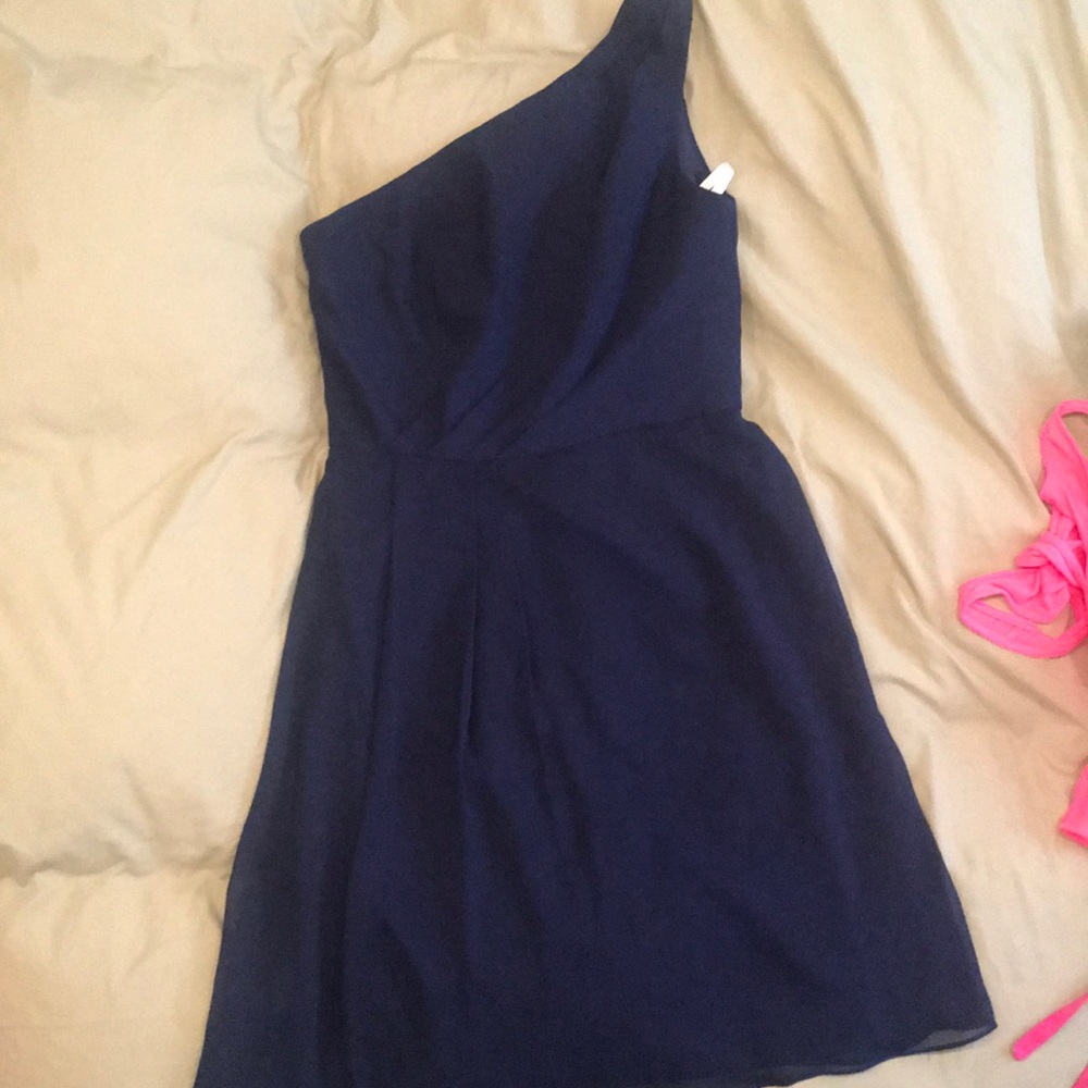 Navy blue (marine) One shoulder bridesmaid dress